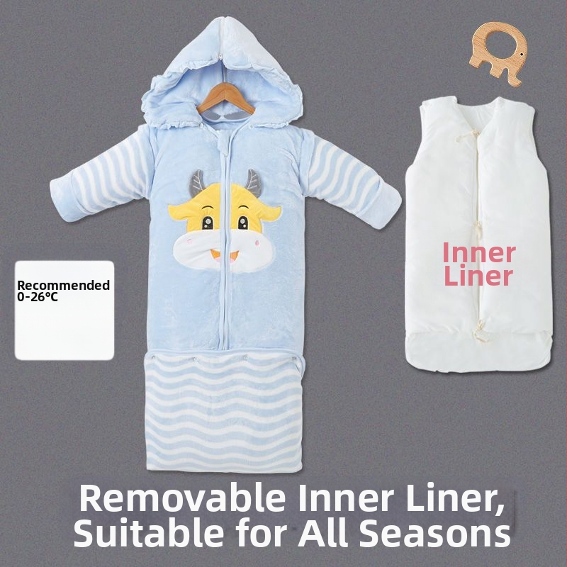 Sac de dormit pentru copii, toamnă/iarnă, bumbac, stil desen animat, protecție anti-kick