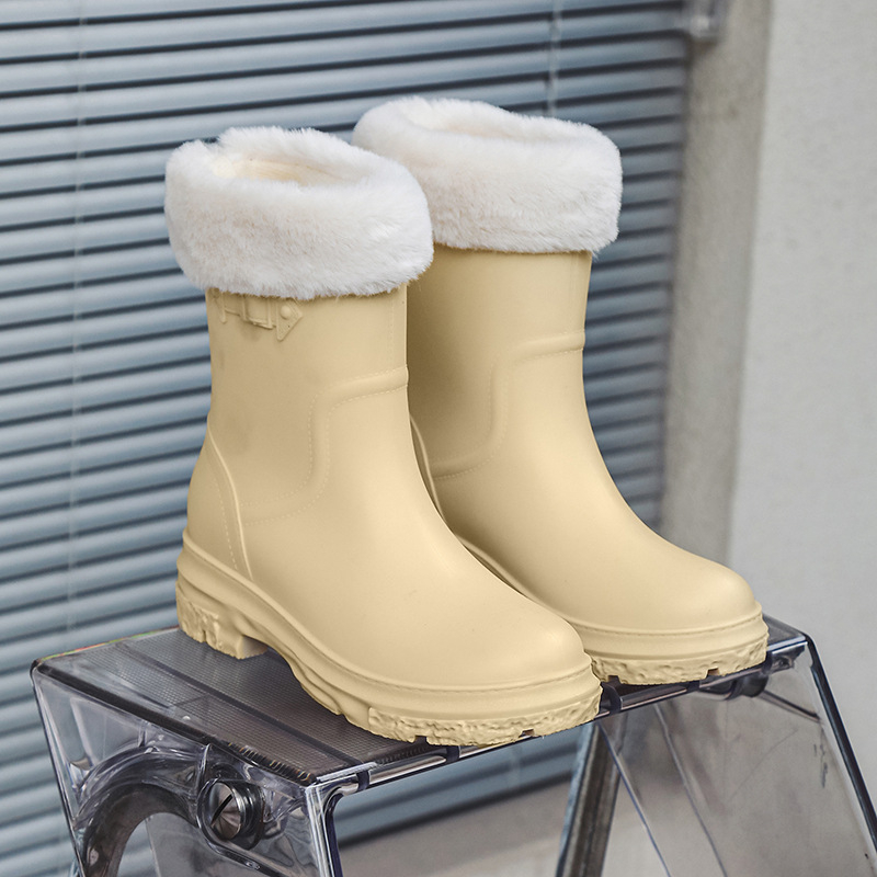 Ženske PVC čizme za kišu, jednofarbni uzorak, srednje duljine čizme, niski pet 1–3 cm, za sve sezone