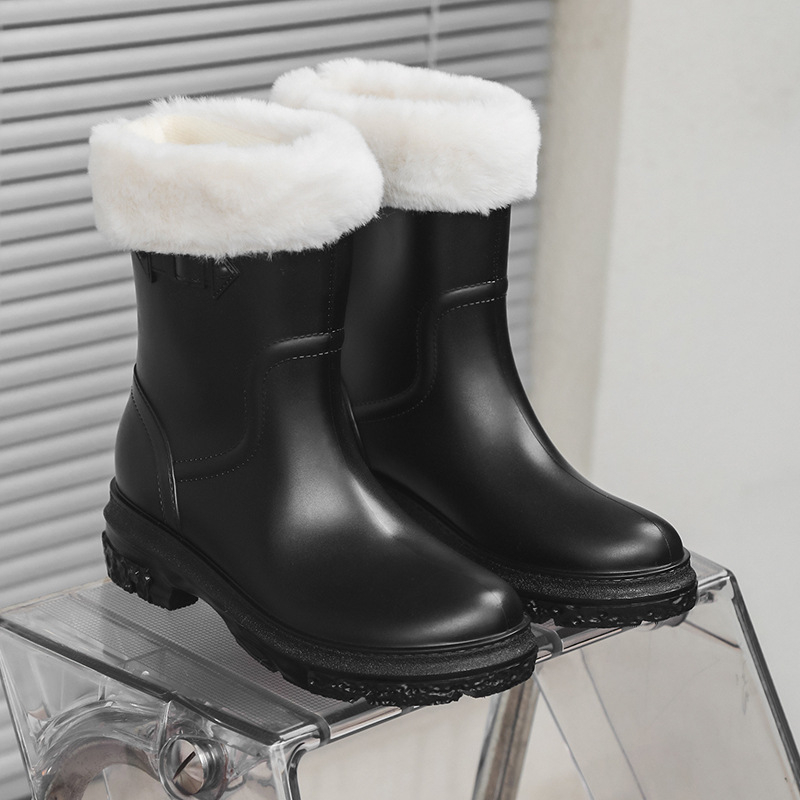 Ženske PVC čizme za kišu, jednofarbni uzorak, srednje duljine čizme, niski pet 1–3 cm, za sve sezone