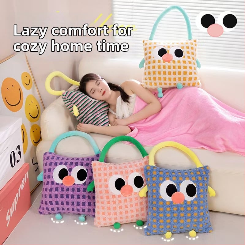 2-v-1 vankúšová prikrývka s plyšovým povrchom, pruhovaný vzor, vyšívanie, výplň PP bavlna