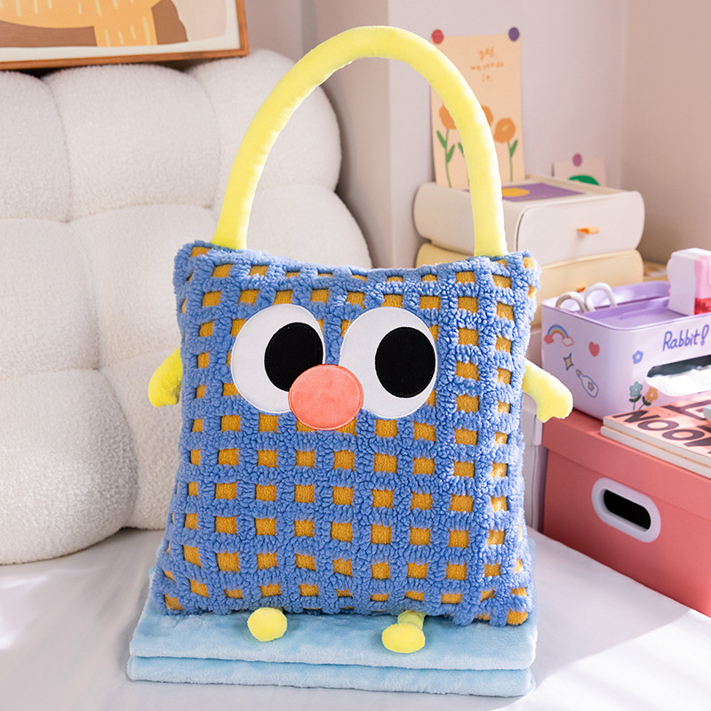 2-v-1 vankúšová prikrývka s plyšovým povrchom, pruhovaný vzor, vyšívanie, výplň PP bavlna