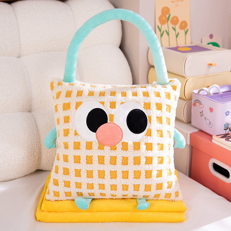 2-v-1 vankúšová prikrývka s plyšovým povrchom, pruhovaný vzor, vyšívanie, výplň PP bavlna