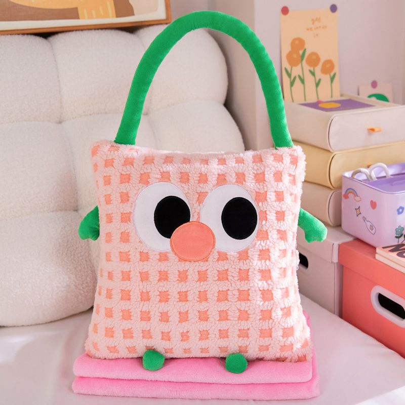 2-v-1 vankúšová prikrývka s plyšovým povrchom, pruhovaný vzor, vyšívanie, výplň PP bavlna