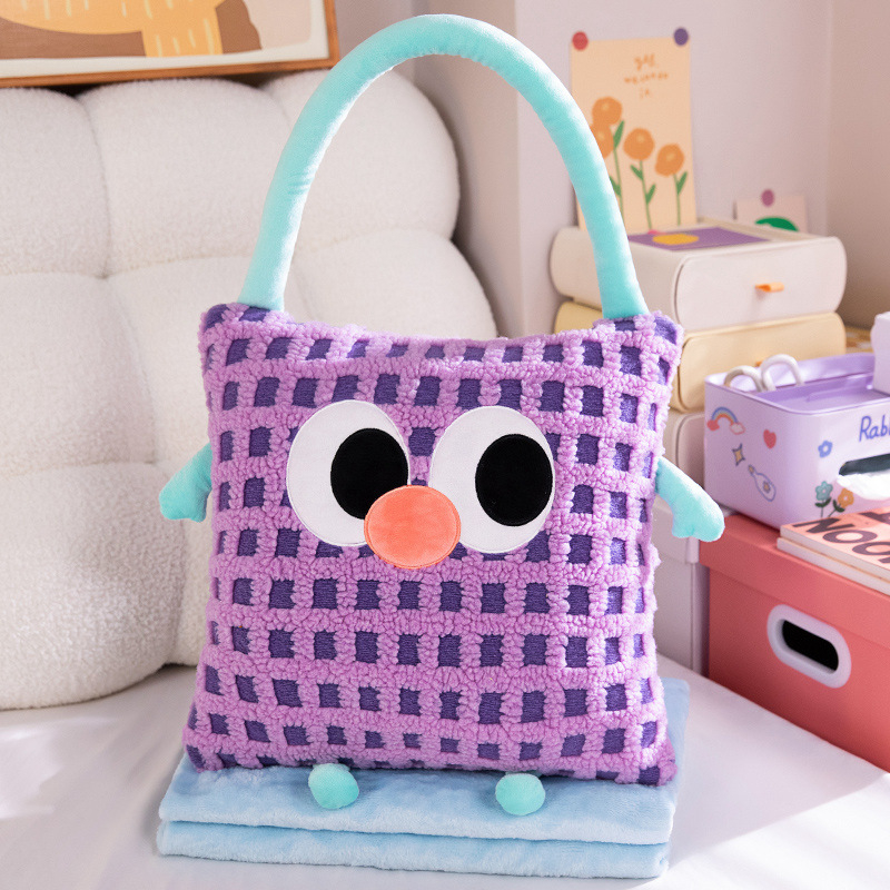 2-v-1 vankúšová prikrývka s plyšovým povrchom, pruhovaný vzor, vyšívanie, výplň PP bavlna