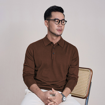 100% finom gyapjú férfi pulóver, Slim Fit, turn-down gallér, géppel mosható, bordázott szegély