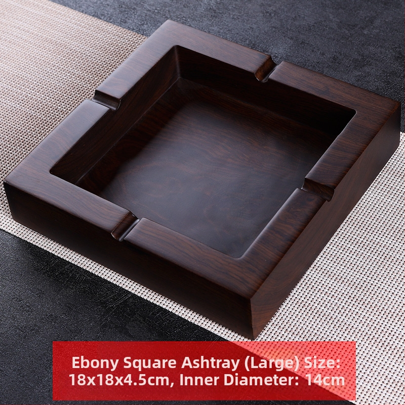 Пепелник от абаносово дърво с капак, дървен пепелник с гравирана обработка