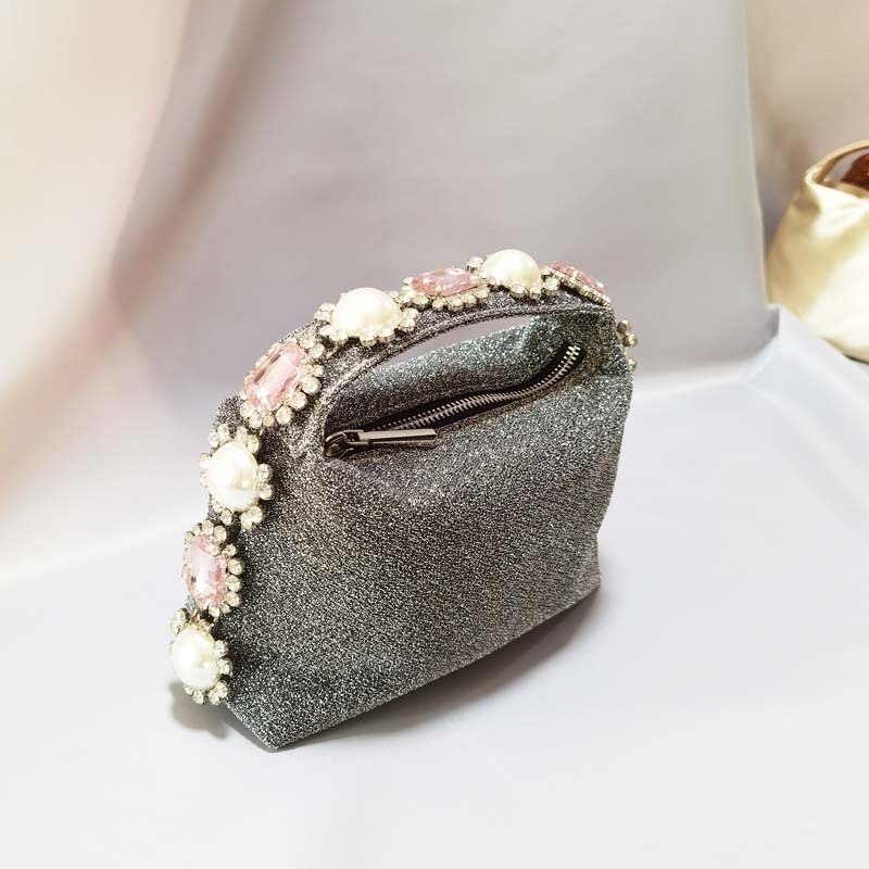 Jia Lang svilenkasta horizontalno kvadratna clutch torbica sa zatvaračem, poliester podstava, ID džep