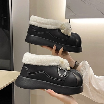 Дамски снежни ботуши със плоска подметка - EVA горна част и EVA подметка, водоустойчиви, подплатени с полар, антихлъзгащи