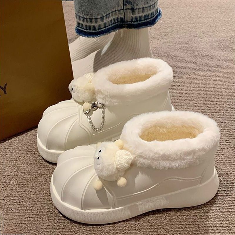 Дамски снежни ботуши със плоска подметка - EVA горна част и EVA подметка, водоустойчиви, подплатени с полар, антихлъзгащи