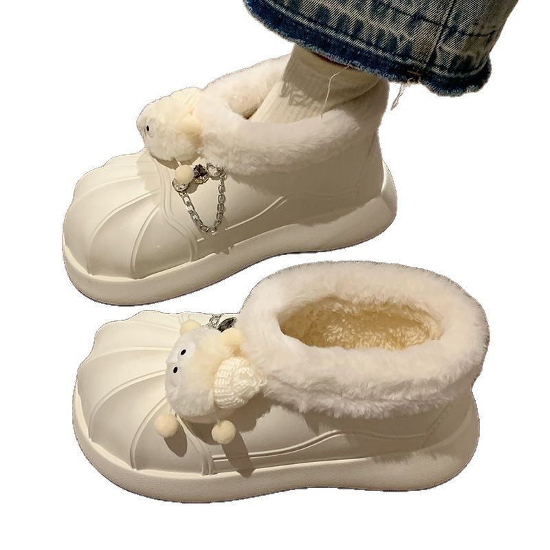 Дамски снежни ботуши със плоска подметка - EVA горна част и EVA подметка, водоустойчиви, подплатени с полар, антихлъзгащи