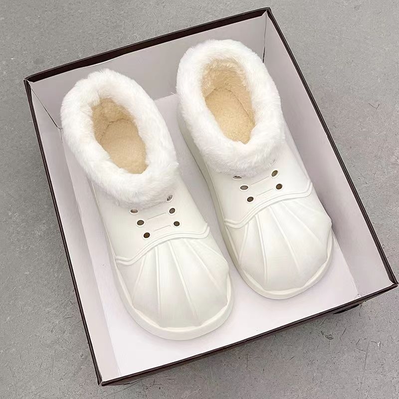 Дамски снежни ботуши със плоска подметка - EVA горна част и EVA подметка, водоустойчиви, подплатени с полар, антихлъзгащи