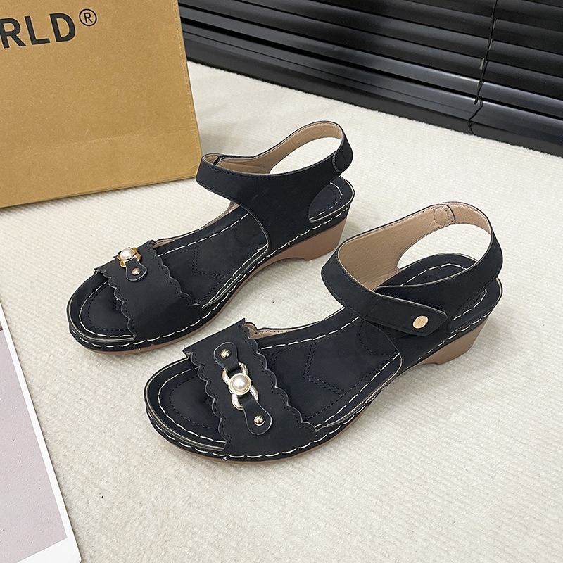 Sandale de damă cu o singură curea, cataramă metalică, vârf deschis, PU partea superioară, talpă din cauciuc, închidere Velcro, stil casual de vară