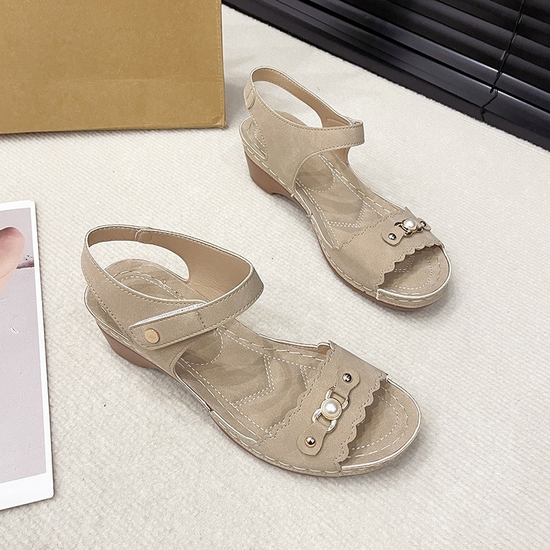 Sandale de damă cu o singură curea, cataramă metalică, vârf deschis, PU partea superioară, talpă din cauciuc, închidere Velcro, stil casual de vară