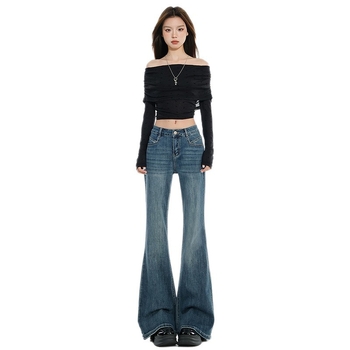 Γυναικείοι τζίν με micro flare, ψηλή μέση, ντέμι, υψηλή ελαστικότητα, Bootcut στυλ