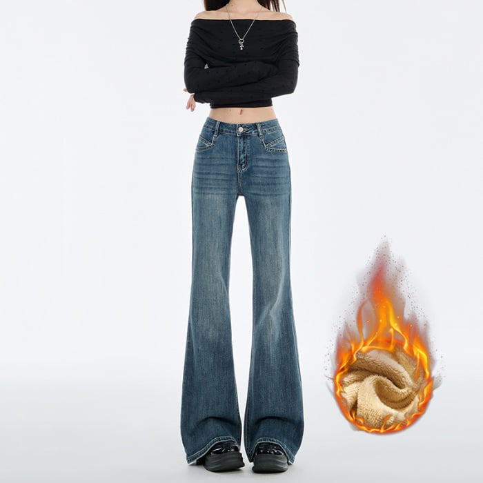 Γυναικείοι τζίν με micro flare, ψηλή μέση, ντέμι, υψηλή ελαστικότητα, Bootcut στυλ