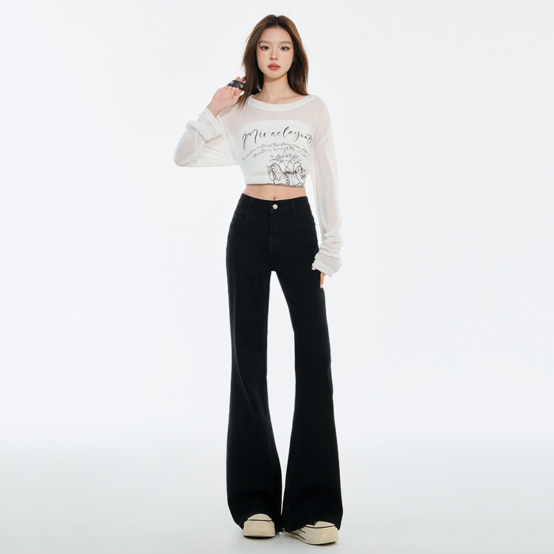 Γυναικείοι τζίν με micro flare, ψηλή μέση, ντέμι, υψηλή ελαστικότητα, Bootcut στυλ