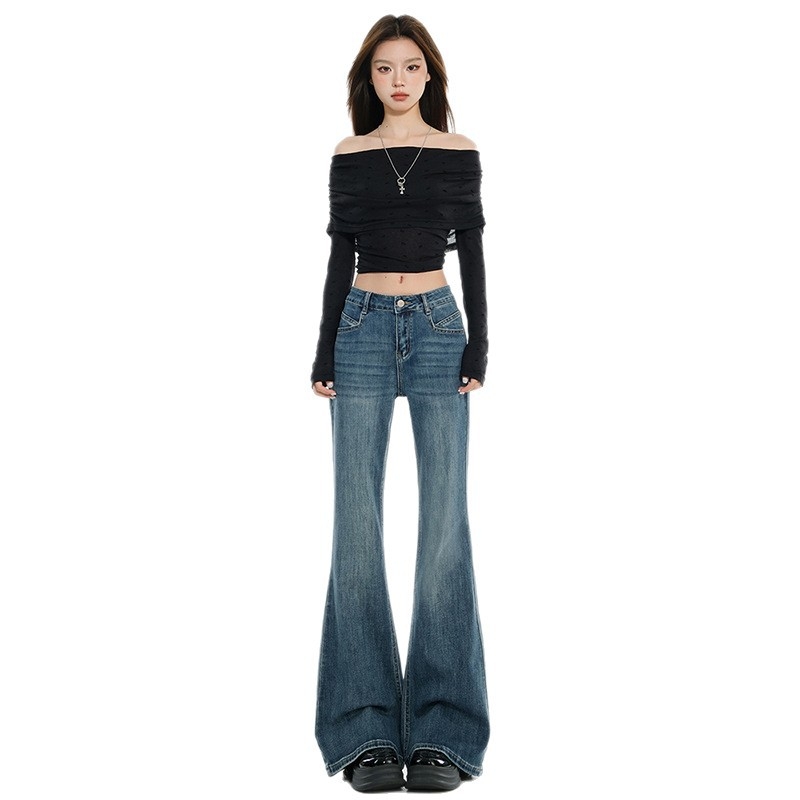 Γυναικείοι τζίν με micro flare, ψηλή μέση, ντέμι, υψηλή ελαστικότητα, Bootcut στυλ