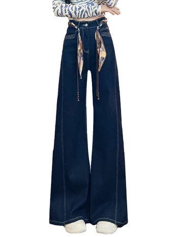 Γυναικείο τζιν – Υψηλή μέση, ευρύ πόδι, ντένιμ από βαμβάκι, μικροελαστικότητα, Χειμώνας 2025