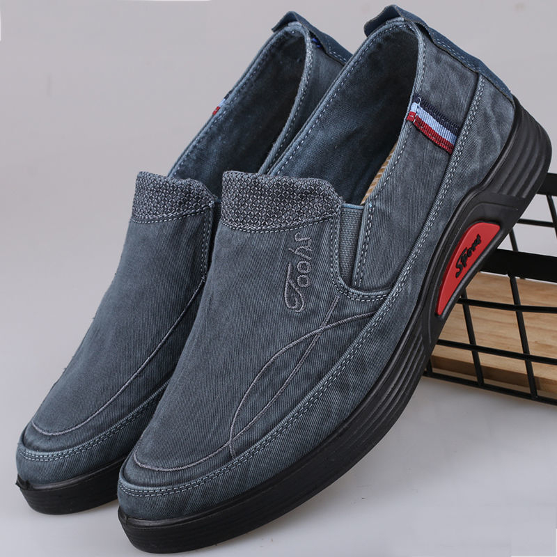 Unisex παπούτσια casual από ντένιμ, στρογγυλή μύτη, χαμηλό τακούνι 1–3 εκ, συνθετική σόλα, επένδυση από κάνναβη