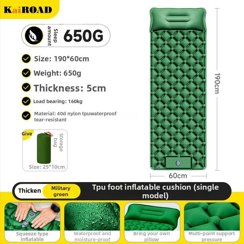 Kempingezéshez felfújható matrac – ultrakönnyű, hordozható és csatlakoztatható; Anyag: bőrbarát szövet + magas rugalmasságú hab; 1–2 fő számára; Nettó súly: 3000 g; Automatikus felfújás