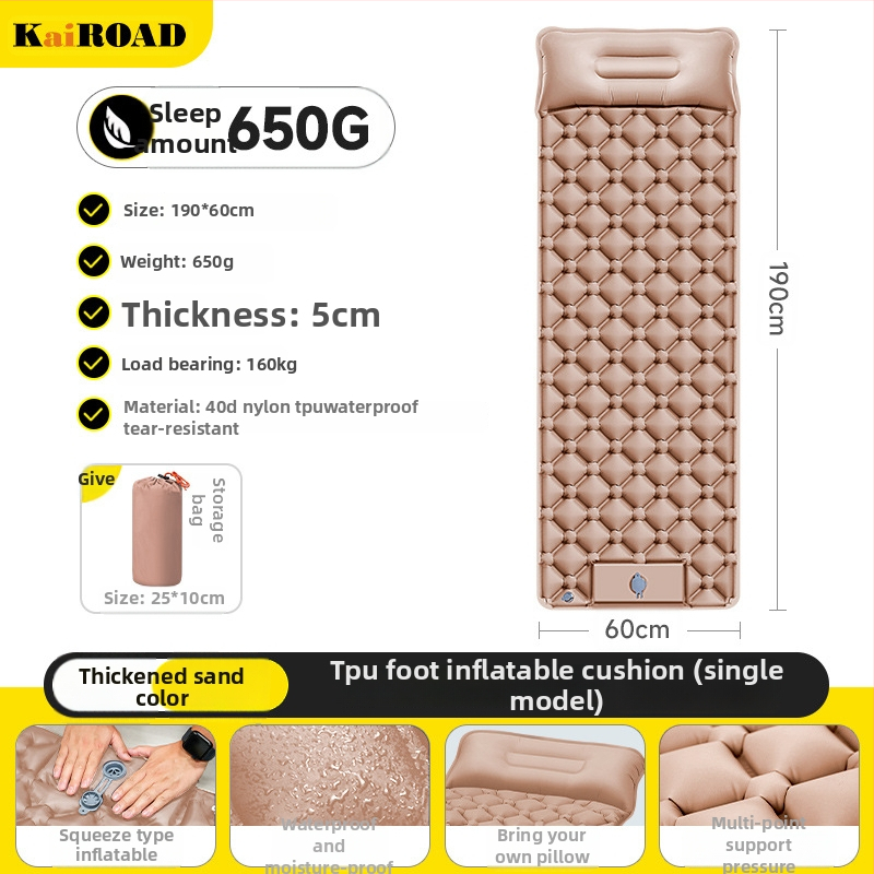 Kempingezéshez felfújható matrac – ultrakönnyű, hordozható és csatlakoztatható; Anyag: bőrbarát szövet + magas rugalmasságú hab; 1–2 fő számára; Nettó súly: 3000 g; Automatikus felfújás