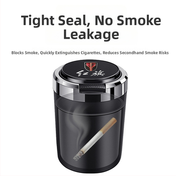 Пепелник за кола със метален вътрешен съд, огнеупорен, кожа-текстурирана повърхност, изработен от пластмаса и метал чрез инжекционно формоване, универсален за автомобили и дома