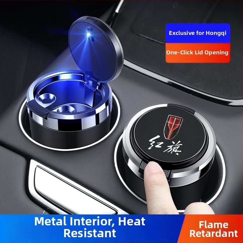 Пепелник за кола със метален вътрешен съд, огнеупорен, кожа-текстурирана повърхност, изработен от пластмаса и метал чрез инжекционно формоване, универсален за автомобили и дома