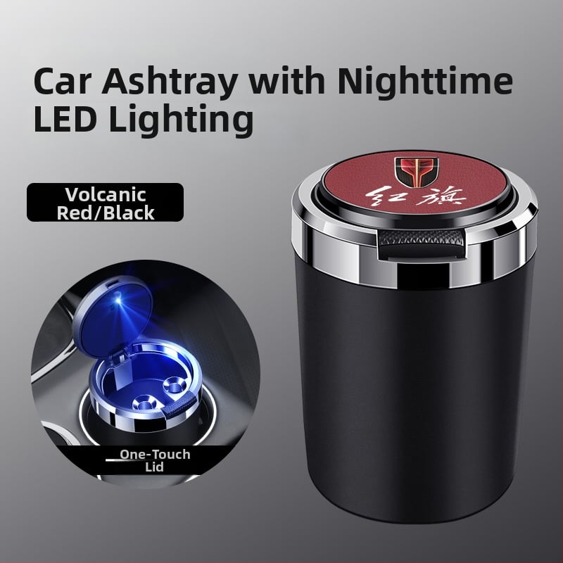 Пепелник за кола със метален вътрешен съд, огнеупорен, кожа-текстурирана повърхност, изработен от пластмаса и метал чрез инжекционно формоване, универсален за автомобили и дома