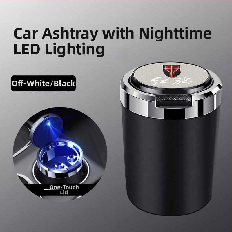 Пепелник за кола със метален вътрешен съд, огнеупорен, кожа-текстурирана повърхност, изработен от пластмаса и метал чрез инжекционно формоване, универсален за автомобили и дома