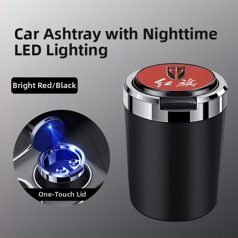 Пепелник за кола със метален вътрешен съд, огнеупорен, кожа-текстурирана повърхност, изработен от пластмаса и метал чрез инжекционно формоване, универсален за автомобили и дома