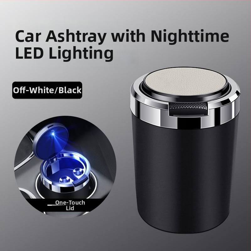 Пепелник за кола със метален вътрешен съд, огнеупорен, кожа-текстурирана повърхност, изработен от пластмаса и метал чрез инжекционно формоване, универсален за автомобили и дома