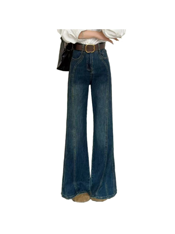 Τζιν με επένδυση φλίς, φαρδιά πόδια, ψηλή μέση, denim με 70-80% βαμβάκι και 20-30% πολυεστέρα, παχύ ύφασμα, μικροελαστικότητα