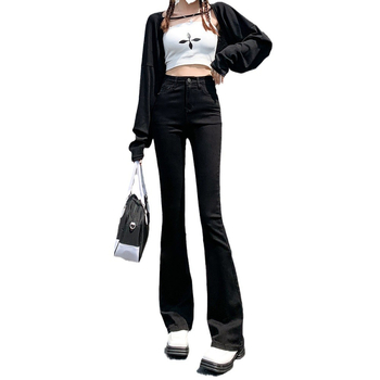 Τζιν από ντένιμ με ψηλή μέση, ελαστικά, μικρό φλάιρ, κατάλληλα για μικρό ανάστημα, βαμβακερός ντέντιμ με ελαστάνη, άνοιξη 2026