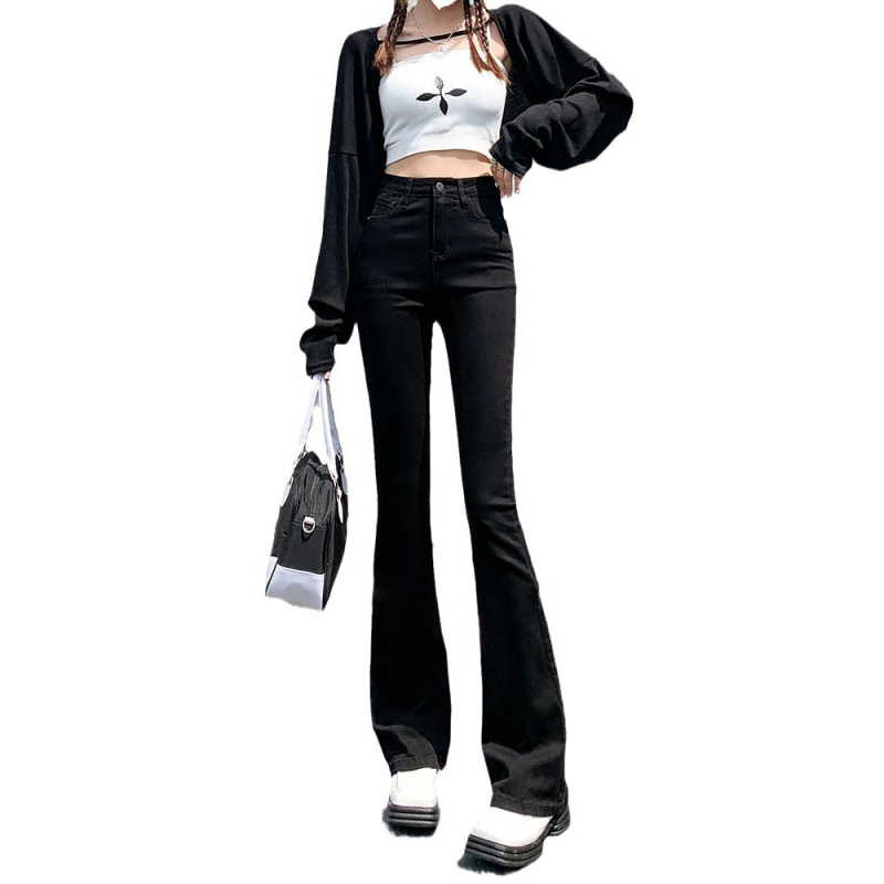 Τζιν από ντένιμ με ψηλή μέση, ελαστικά, μικρό φλάιρ, κατάλληλα για μικρό ανάστημα, βαμβακερός ντέντιμ με ελαστάνη, άνοιξη 2026