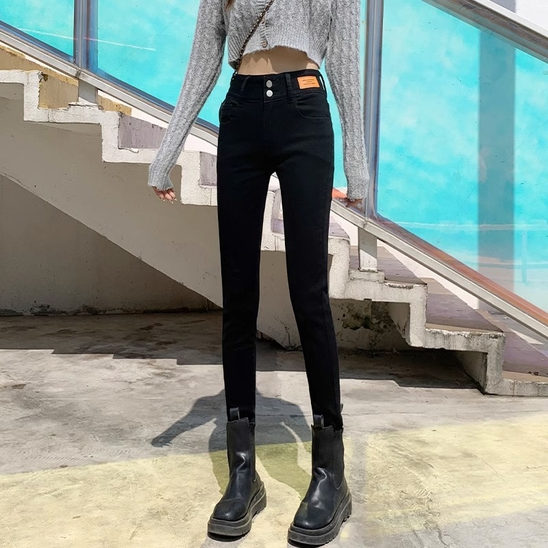 Τζιν - Ψηλόμεσος, στενή γραμμή τύπου μολυβιού, βαμβακερός ντένιμ, ελαστικό, πλύσιμο Ice wash