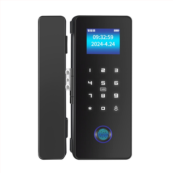 Okos üveges ajtózár ujjlenyomat és jelszó hozzáféréssel, keret nélküli dupla ajtó kialakítás, modell 618, DC táplálás, szkennelési idő <0,1 s, iroda/lakás/üzlet számára, modern minimalist stílus