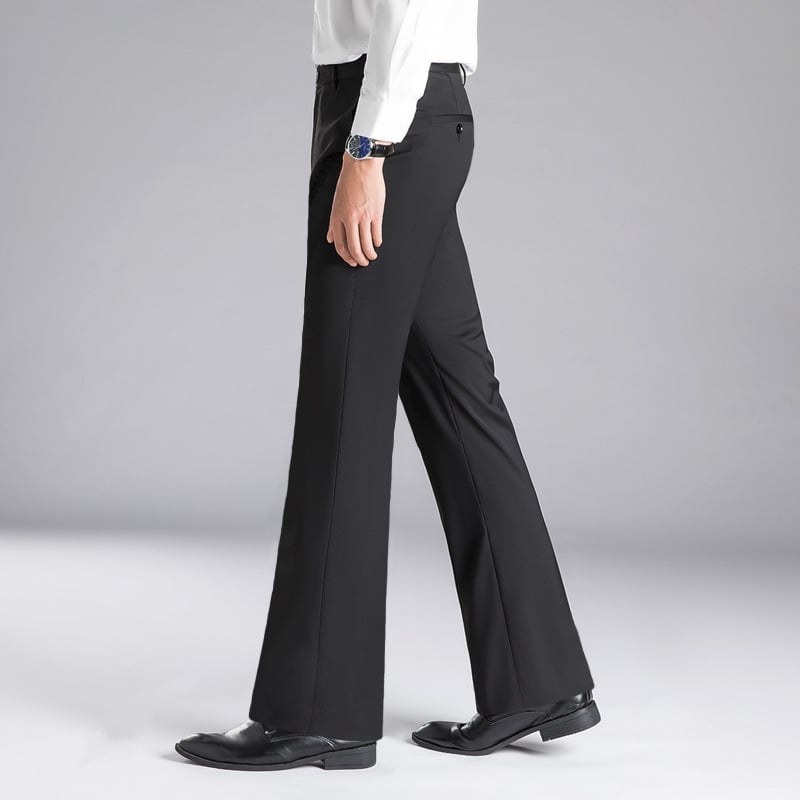 Pantaloni bărbați micro-flare, subțiri pentru vară, largi, croială dreaptă, talie înaltă, fermoar, respirabili, fără călcare