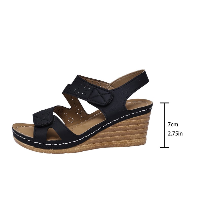 Sandale cu un singur curea, Velcro, vârf rotund, partea superioară din piele sintetică, stil boem, talpă groasă 12 mm, lansare vară 2025