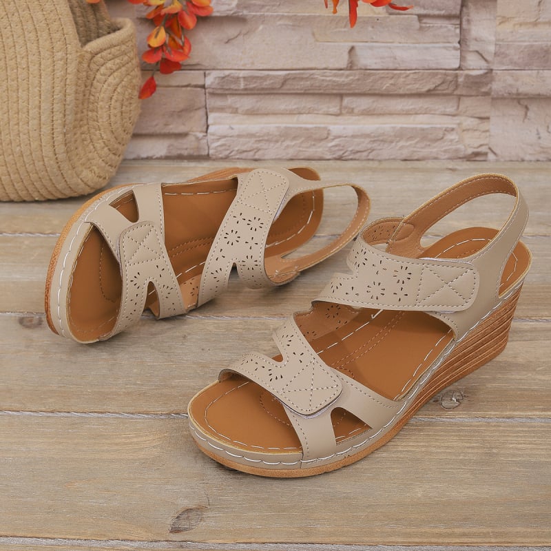 Sandale cu un singur curea, Velcro, vârf rotund, partea superioară din piele sintetică, stil boem, talpă groasă 12 mm, lansare vară 2025