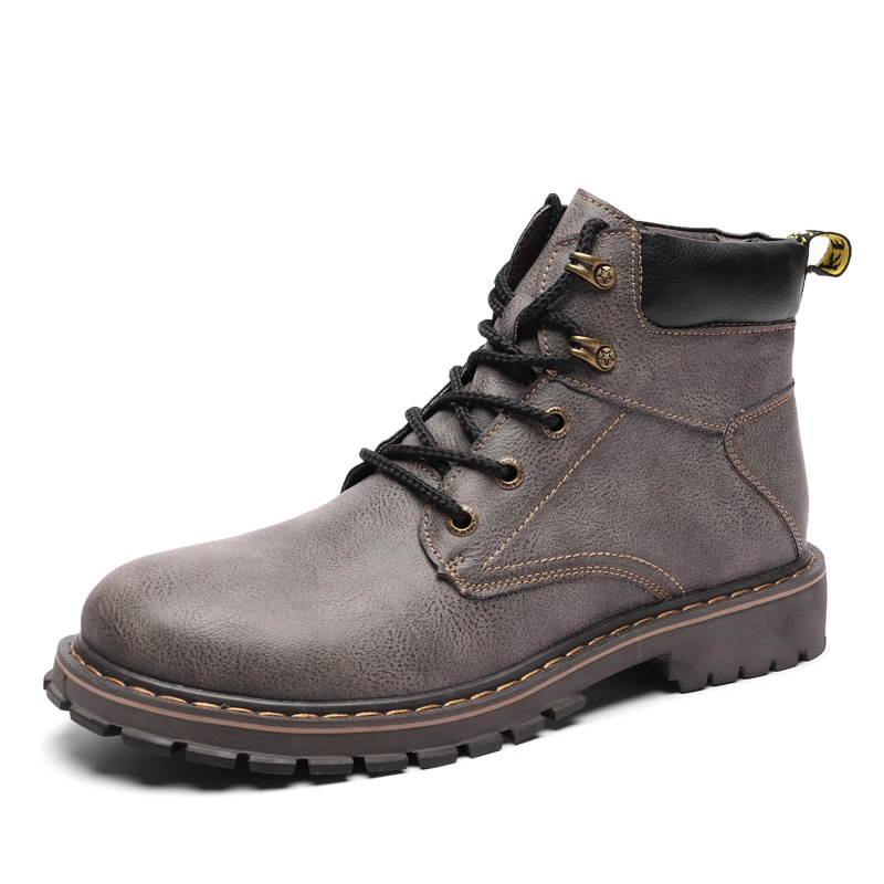 Μάρτιν μποτάκια, επάνω μέρος από γνήσιο δέρμα, καουτσούκ σόλα, στρογγυλή μύτη, αντιολισθητική σόλα
