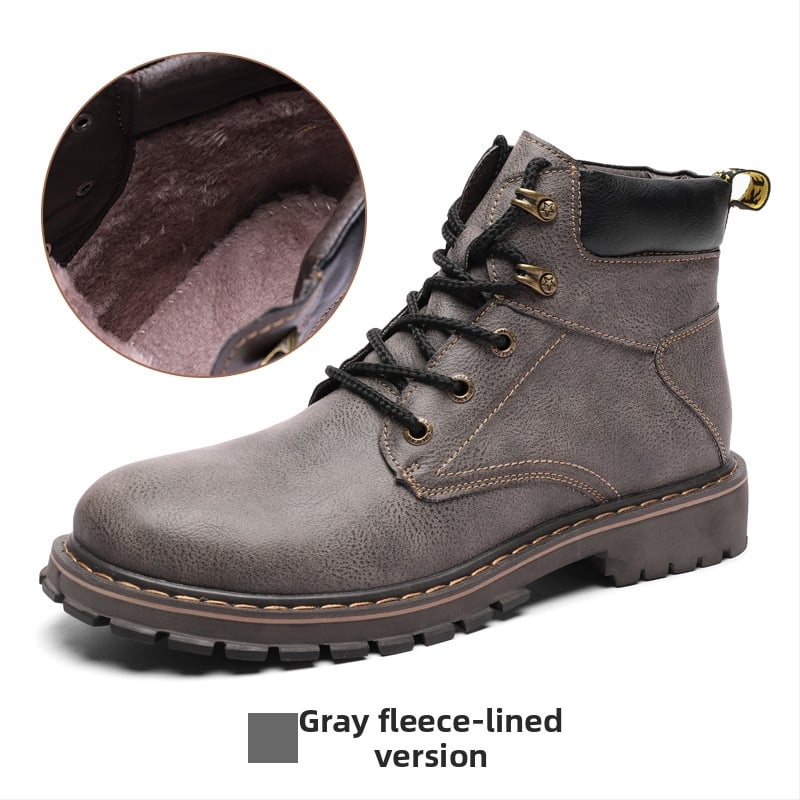 Μάρτιν μποτάκια, επάνω μέρος από γνήσιο δέρμα, καουτσούκ σόλα, στρογγυλή μύτη, αντιολισθητική σόλα