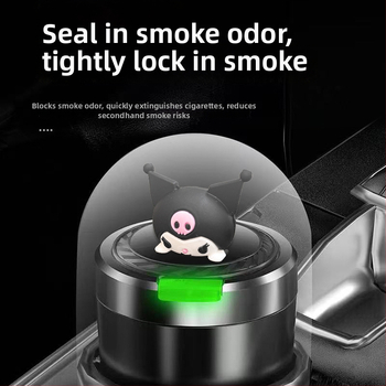 Пепелник за автомобил с капак, метално вътрешно дъно, мултифункционален, защита от разпръсване на пепел, модел TSM+6, гравиране