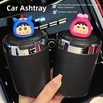 Пепелник за автомобил с капак, метално вътрешно дъно, мултифункционален, защита от разпръсване на пепел, модел TSM+6, гравиране