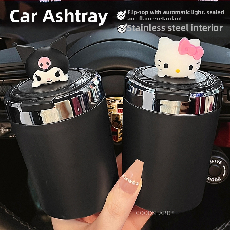 Пепелник за автомобил с капак, метално вътрешно дъно, мултифункционален, защита от разпръсване на пепел, модел TSM+6, гравиране