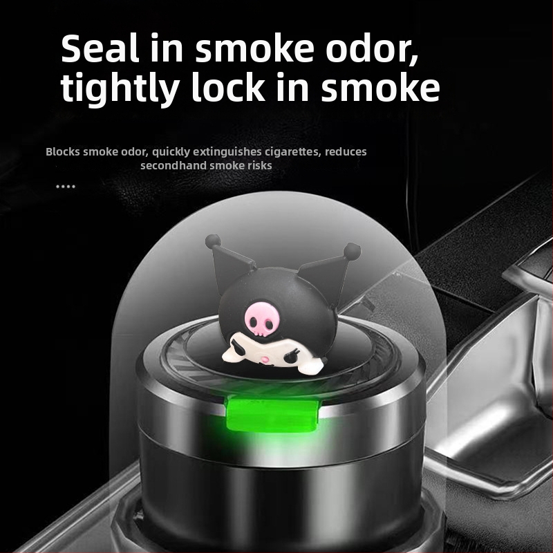 Пепелник за автомобил с капак, метално вътрешно дъно, мултифункционален, защита от разпръсване на пепел, модел TSM+6, гравиране