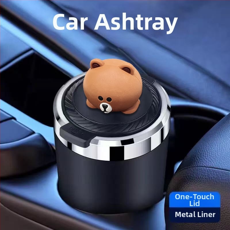 Пепелник за автомобил с капак, метално вътрешно дъно, мултифункционален, защита от разпръсване на пепел, модел TSM+6, гравиране