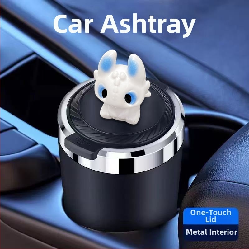 Пепелник за автомобил с капак, метално вътрешно дъно, мултифункционален, защита от разпръсване на пепел, модел TSM+6, гравиране