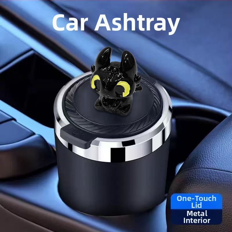 Пепелник за автомобил с капак, метално вътрешно дъно, мултифункционален, защита от разпръсване на пепел, модел TSM+6, гравиране