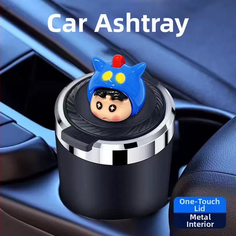 Пепелник за автомобил с капак, метално вътрешно дъно, мултифункционален, защита от разпръсване на пепел, модел TSM+6, гравиране