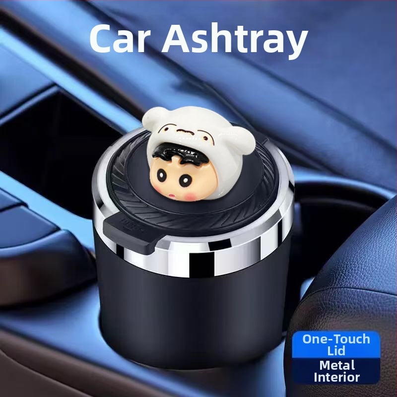 Пепелник за автомобил с капак, метално вътрешно дъно, мултифункционален, защита от разпръсване на пепел, модел TSM+6, гравиране